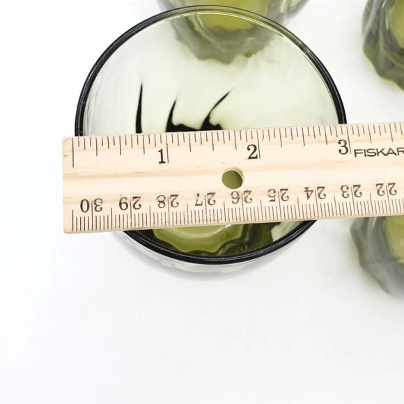 4  Anchor Hocking Ivy Green Glasses Park Central Star‎ Fire Swirl Short Drinking - Picture 5 of 5